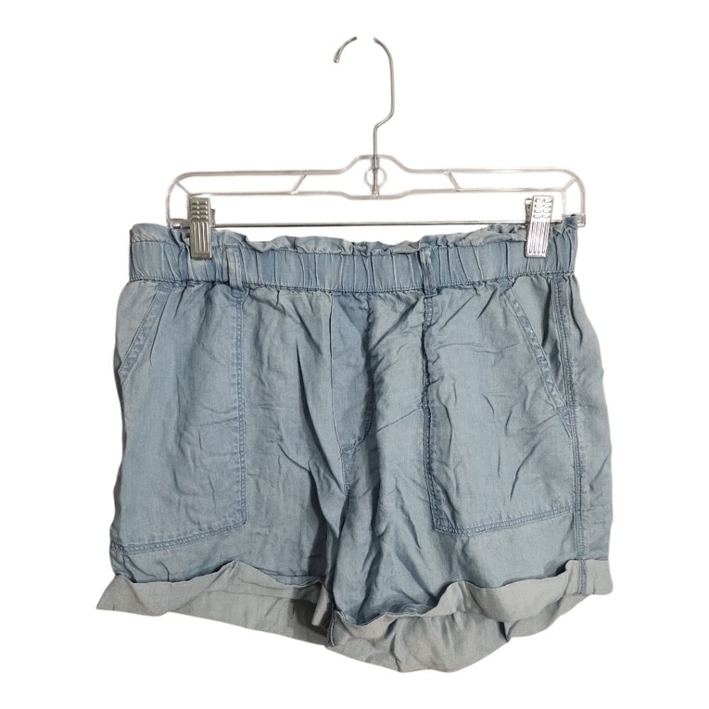 Aerie Elastic Waist Pull‎ On Chambray Lyocell Beach Vacation Resortwear Short M